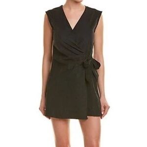 Mod Ref June romper wrap front plunge neck black